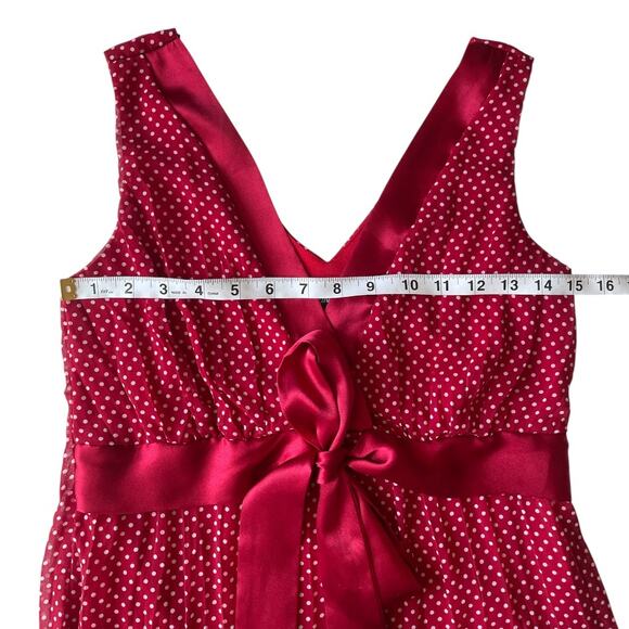 Vanity Y2K Polka Dot Babydoll Top Sleeveless Red Satin Trim Feminine Flirty - Picture 6 of 8